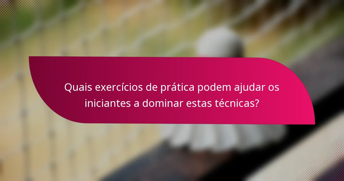 Quais exercícios de prática podem ajudar os iniciantes a dominar estas técnicas?